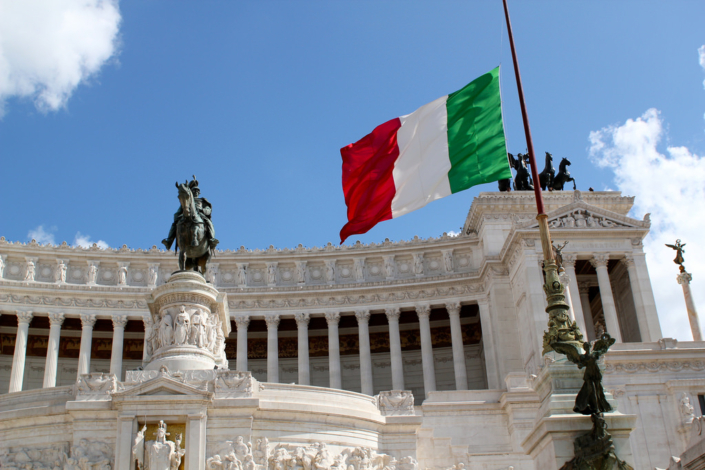 The National Monument of Victor Emmanuel II, the first king of a united Italy, in Rome